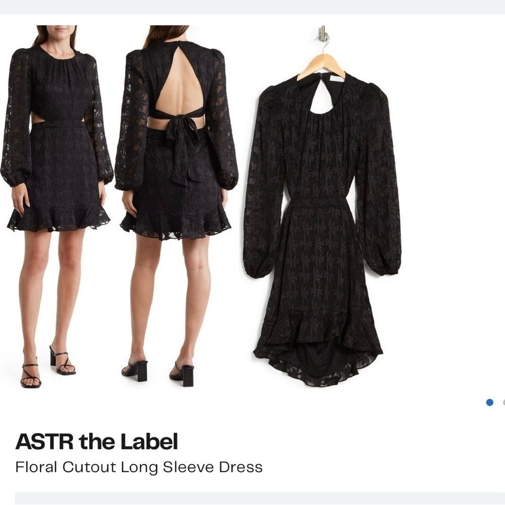ASTR the Label Floral Cutout Long Sleeve Dress Size small